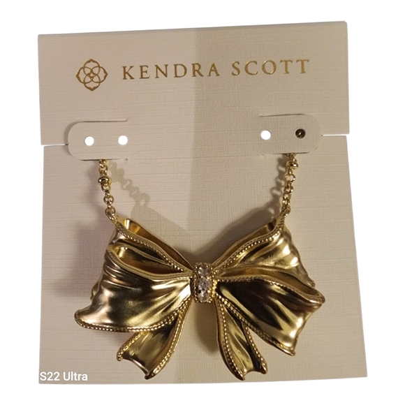 Kendra Scott ×LoveShackFancy Gold Bow With Crystal Necklace Limited New - Picture 6 of 9